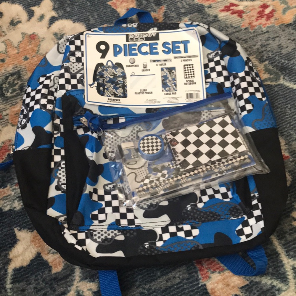 9 Piece Set Printed Backpack